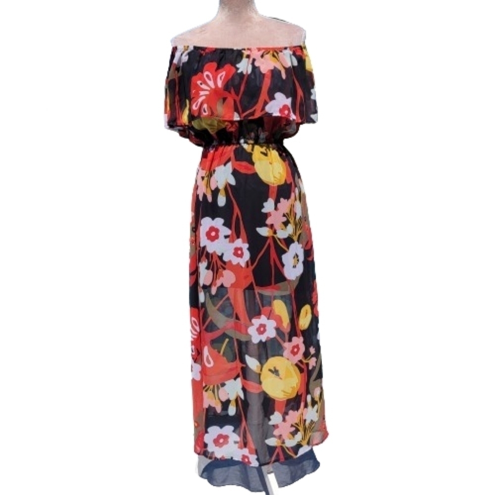 New York & Company, Size M Floral Print Maxi Dress, Off Shoulder Option, EUC